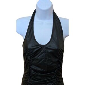 Black Halter Ruched Bodysuit Womens goth grunge whimsygoth night at the disco